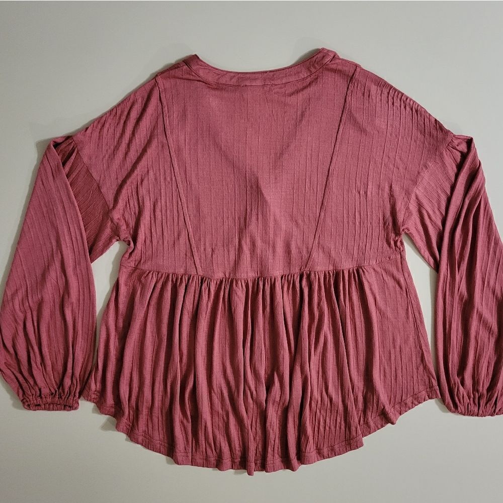 The Nines Women's Rust Babydoll Balloon Sleeve Blouse - Picture 14 of 16